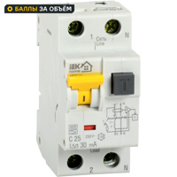 Дифференциальный автомат Iek Home АВДТ-32 1P N C20 A 30 мА 6 кА AC MAD22-5-020-C-30