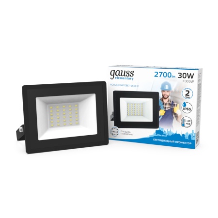 Прожектор светодиодный 30W 2700lm IP65 6500К 1/10 Gauss Elementary