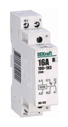 Модульный контактор 1НО+1НЗ 20А 230В МК-103 DEKraft (1 модуль) (1/12)