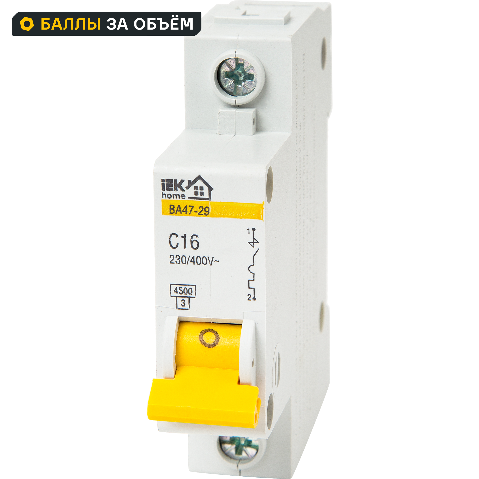 Автоматический выключатель IEK Home ВА47-29 1P C16 А 4.5 кА
