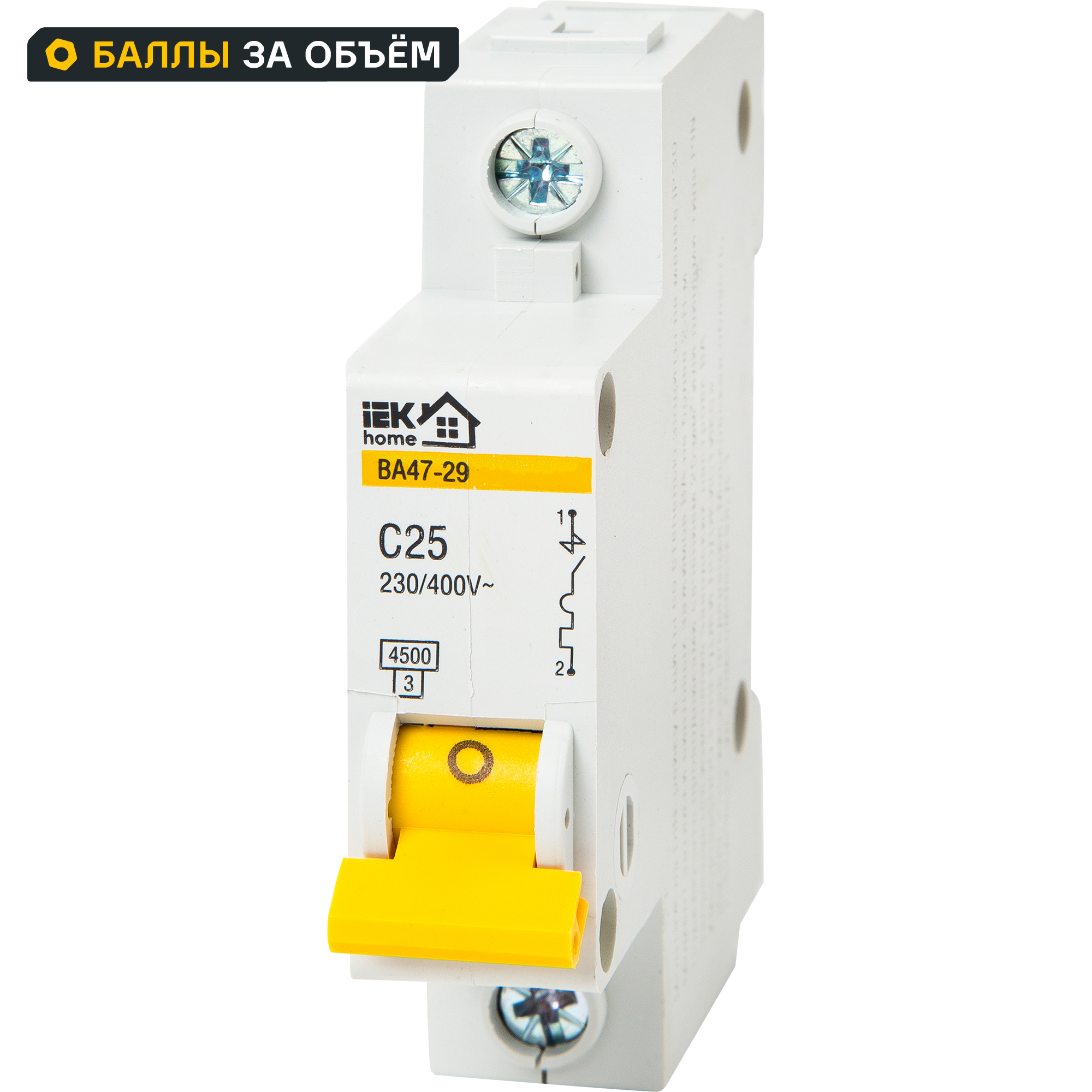 Автоматический выключатель IEK Home ВА47-29 1P C25 А 4.5 кА