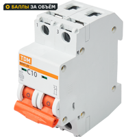 Автоматический выключатель TDM Electric ВА47-29 2P C10 А 4.5 кА SQ0206-0091