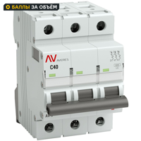 Автоматический выключатель EKF Averes AV-6 3P C40 А 6 кА mcb6-3-40C-av
